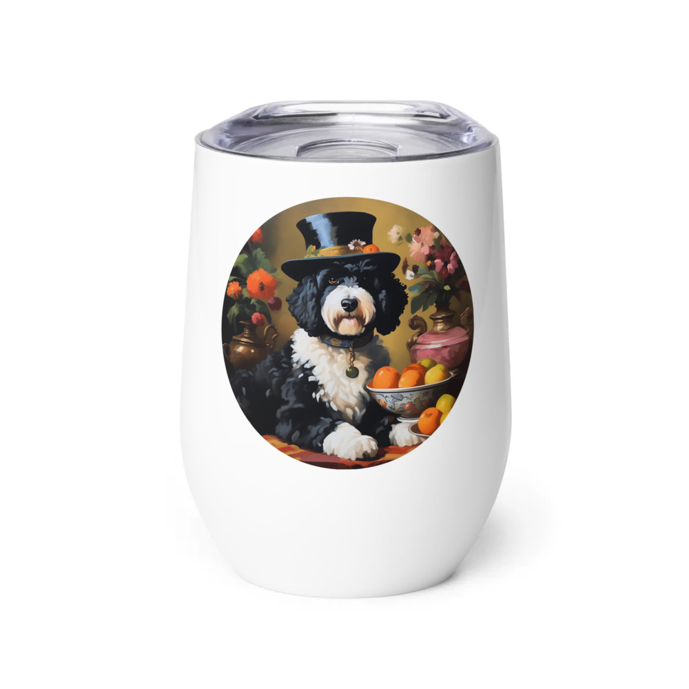 PugMug Custom Portuguese Water Dog Wine Tumbler