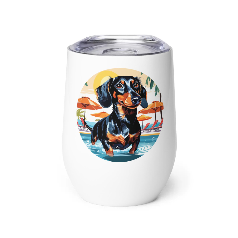 PugMug Custom Black Dachshund Wine Tumbler