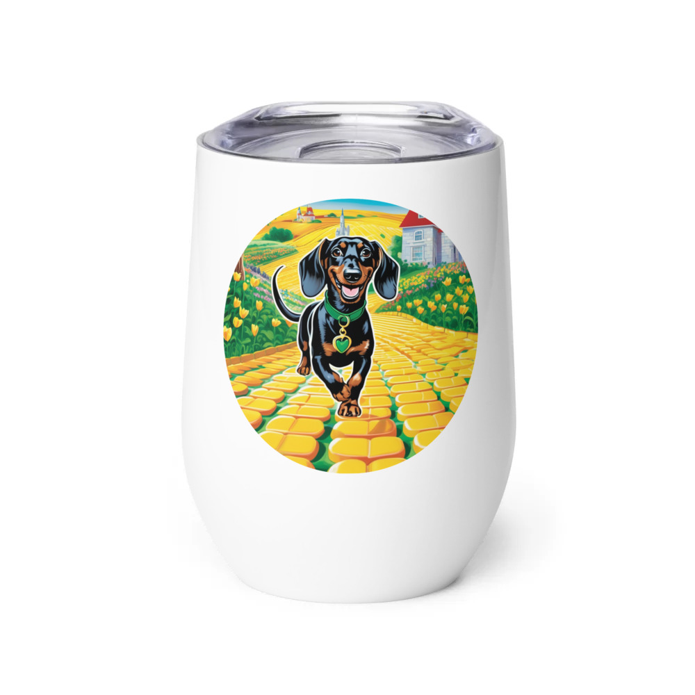 PugMug Custom Black Dachshund Wine Tumbler