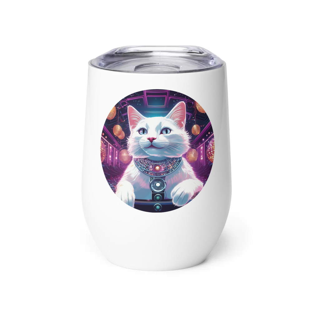 PugMug Custom White Companion Cat Wine Tumbler