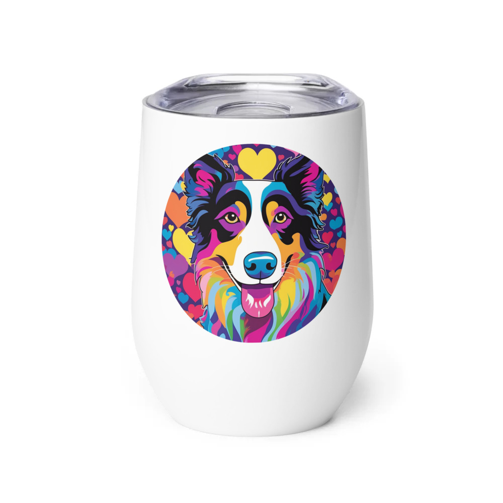 PugMug Custom Border Collie Wine Tumbler