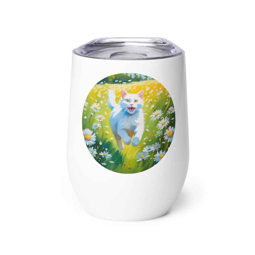 PugMug Custom White Companion Cat Wine Tumbler