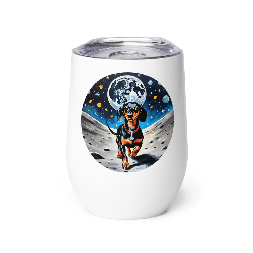 PugMug Custom Black Dachshund Wine Tumbler