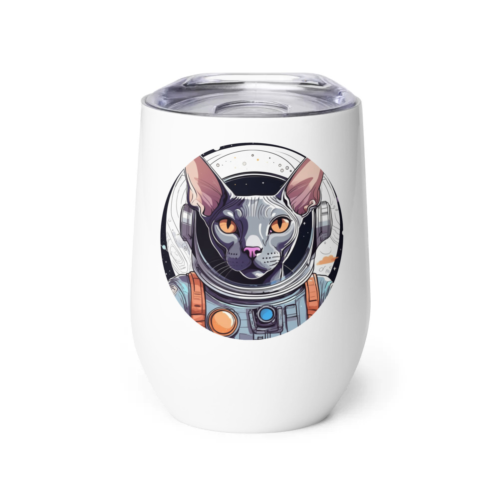 PugMug Custom Black Sphynx Cat Wine Tumbler