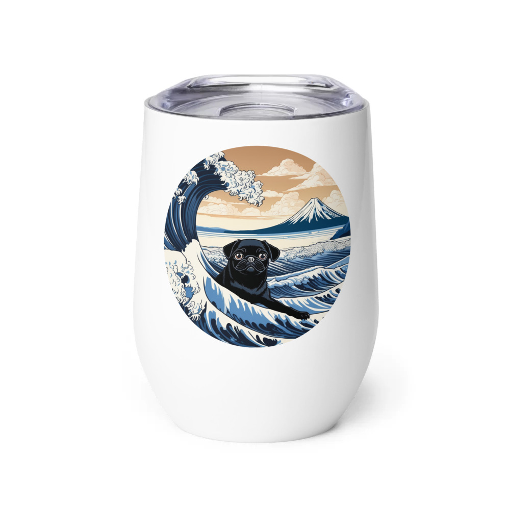 PugMug Custom Black Pug Wine Tumbler