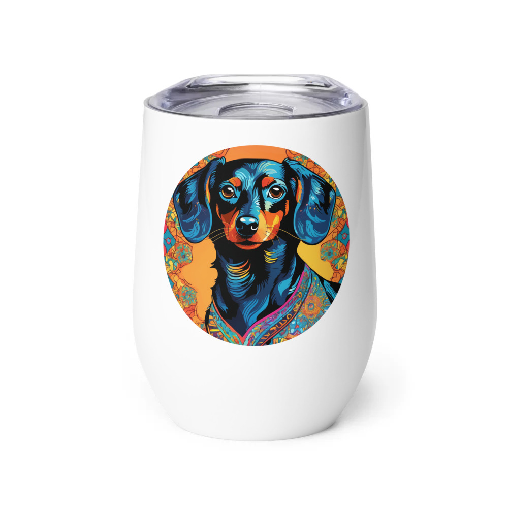 PugMug Custom Black Dachshund Wine Tumbler