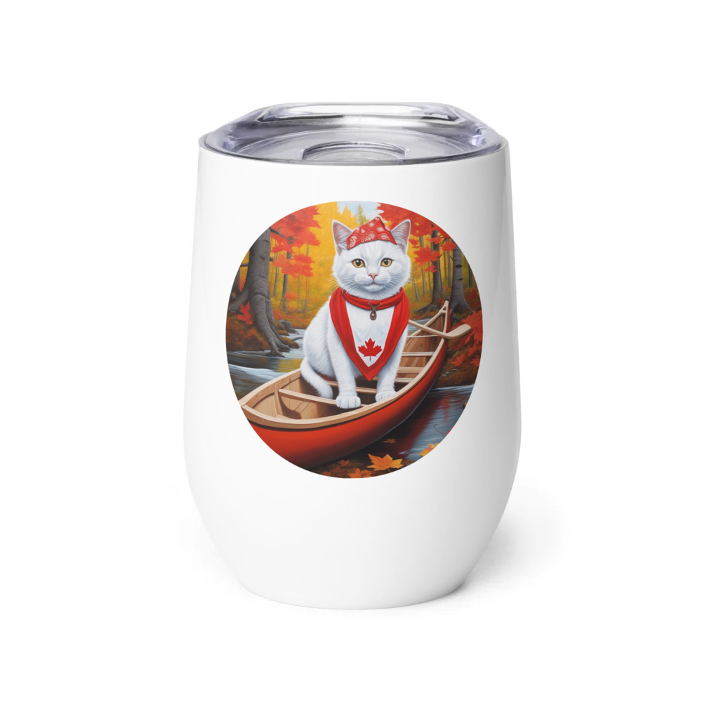 PugMug Custom White Companion Cat Wine Tumbler
