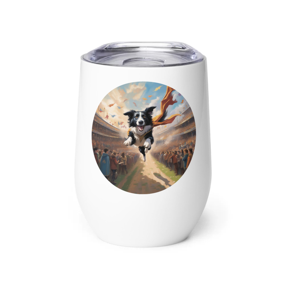 PugMug Custom Border Collie Wine Tumbler