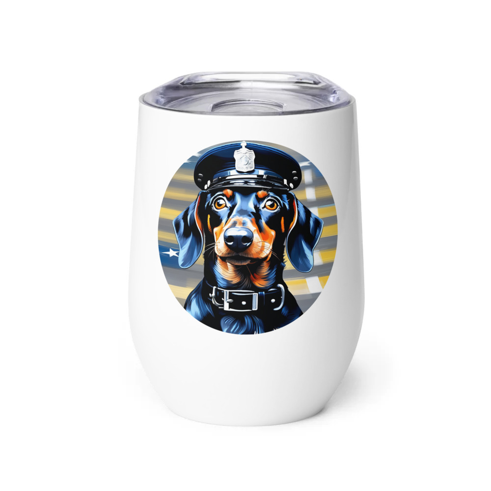 PugMug Custom Black Dachshund Wine Tumbler