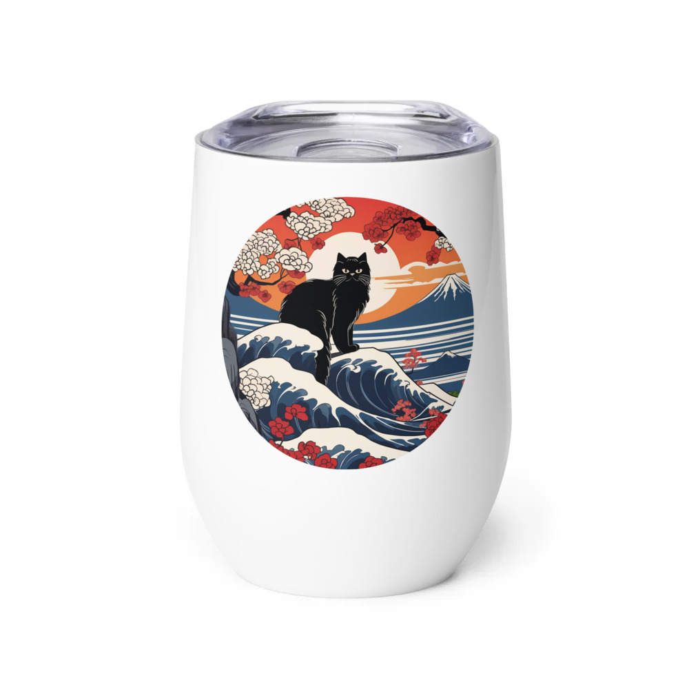 PugMug Custom Black Persian Cat Wine Tumbler
