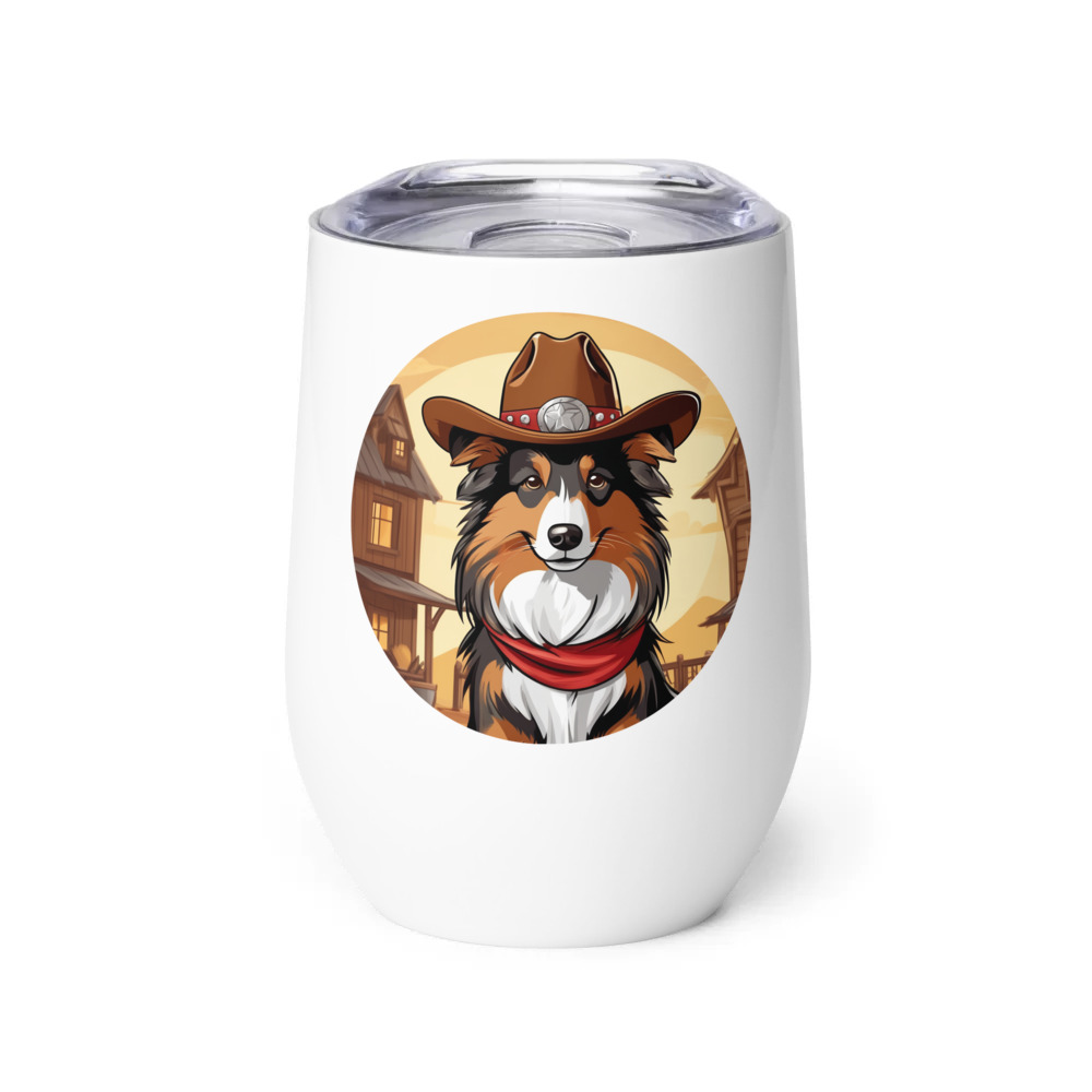 PugMug Custom Shetland Sheepdog Wine Tumbler
