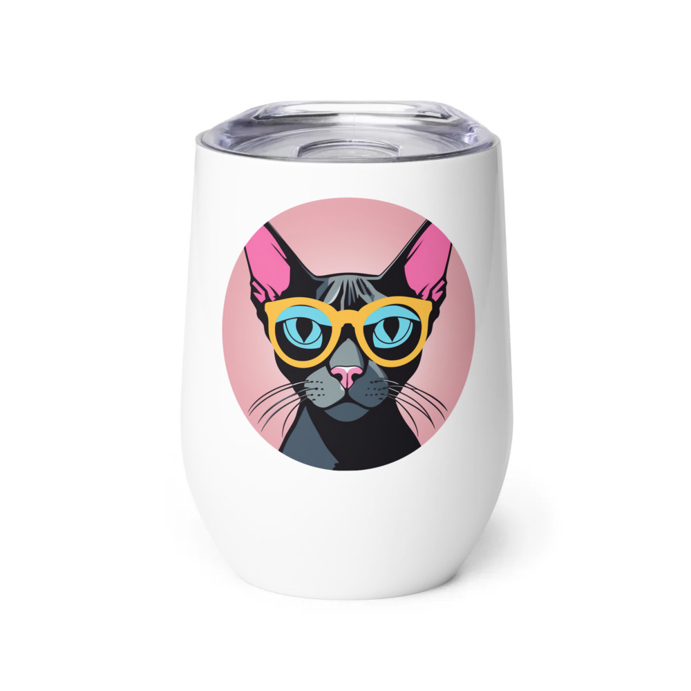 PugMug Custom Black Sphynx Cat Wine Tumbler