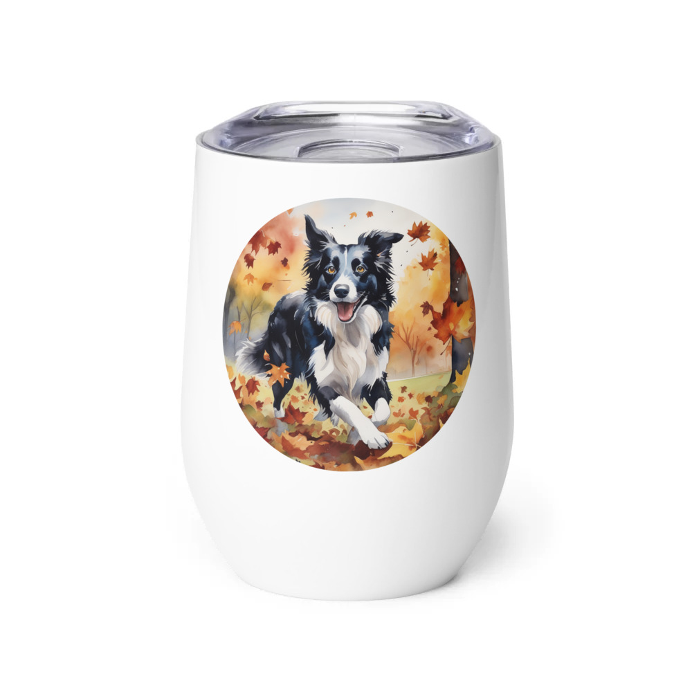 PugMug Custom Border Collie Wine Tumbler