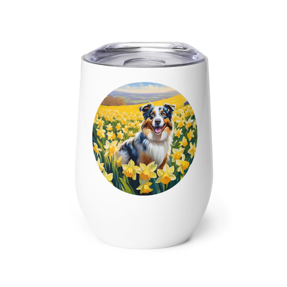 PugMug Custom Australian Shepherd Dog Wine Tumbler