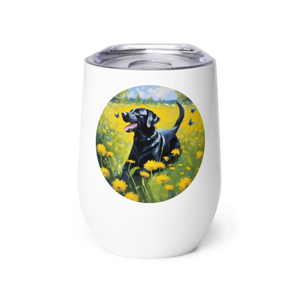 PugMug Custom Black Labrador Retriever Wine Tumbler