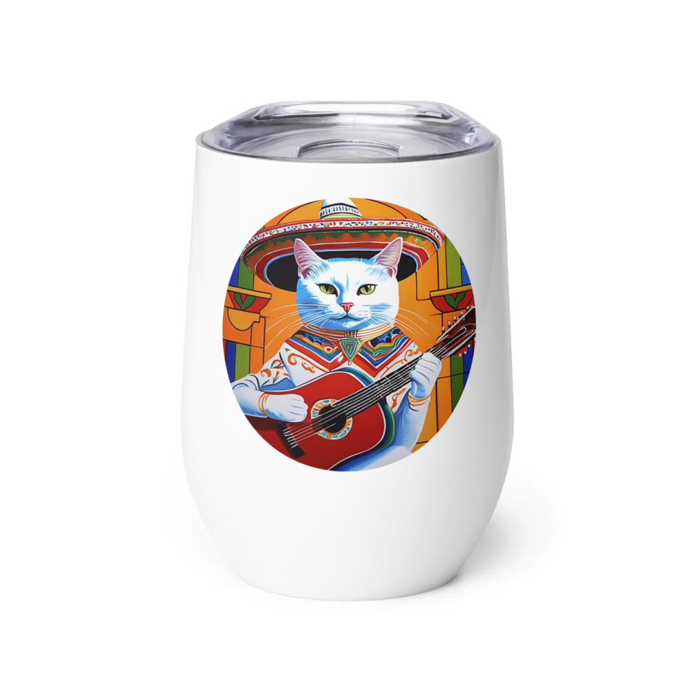 PugMug Custom White Companion Cat Wine Tumbler