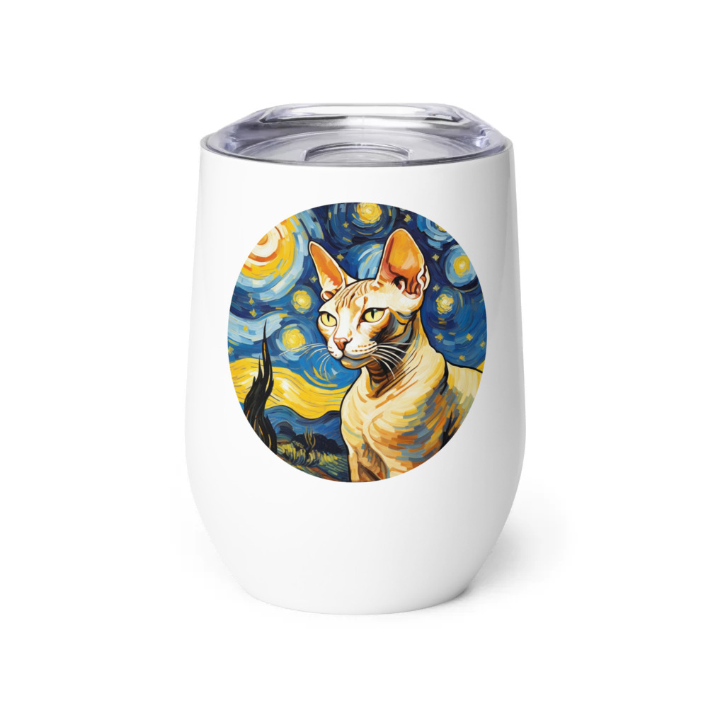 PugMug Custom Tabby Sphynx Cat Wine Tumbler