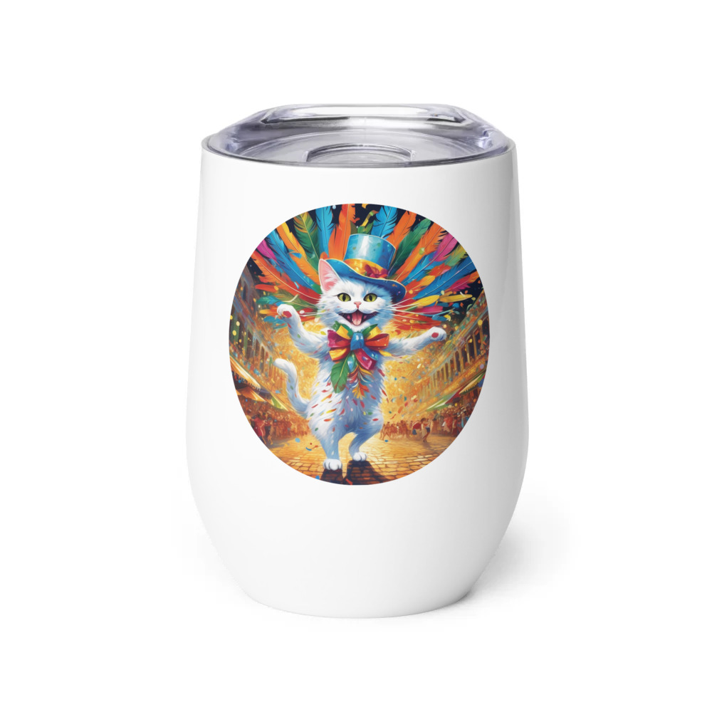 PugMug Custom White Companion Cat Wine Tumbler