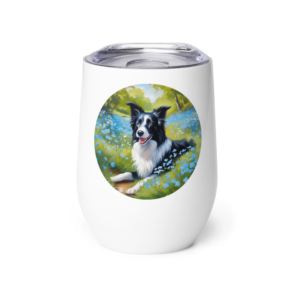 PugMug Custom Border Collie Wine Tumbler
