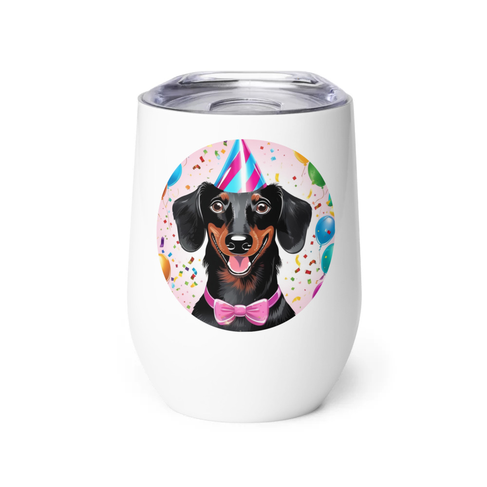 PugMug Custom Black Dachshund Wine Tumbler