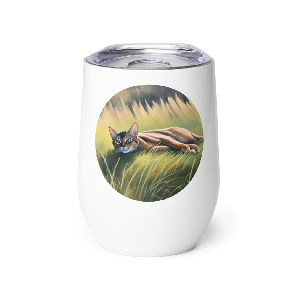 PugMug Custom Tabby Abyssinian Cat Wine Tumbler