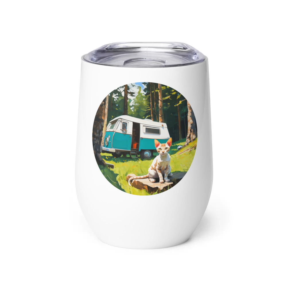 PugMug Custom Tabby Devon Rex Cat Wine Tumbler