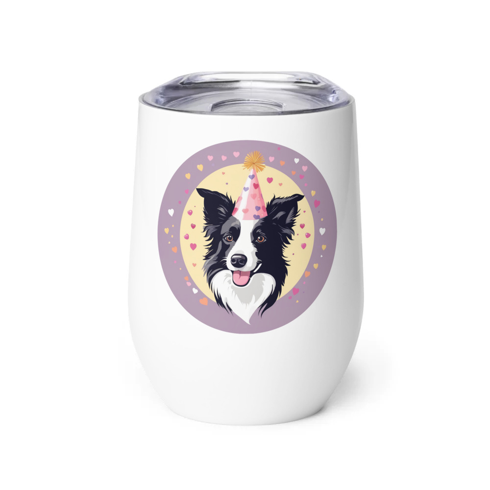 PugMug Custom Border Collie Wine Tumbler