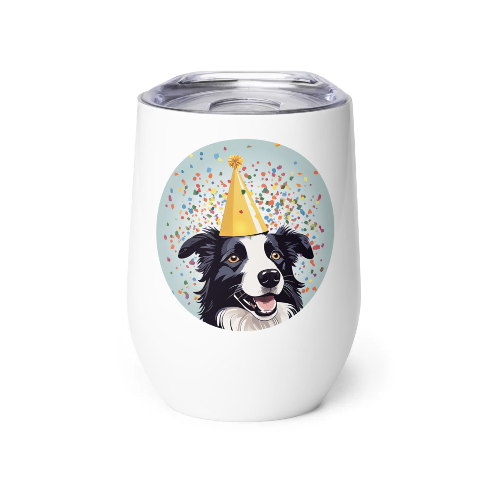 PugMug Custom Border Collie Wine Tumbler
