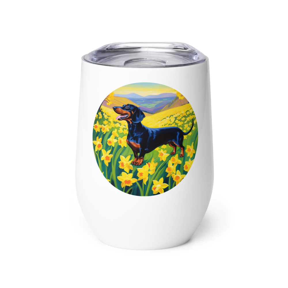 PugMug Custom Black Dachshund Wine Tumbler