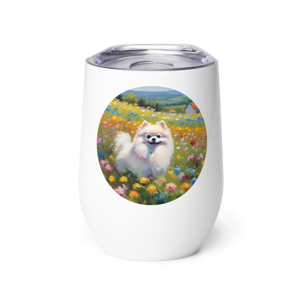 PugMug Custom White Pomeranian Wine Tumbler