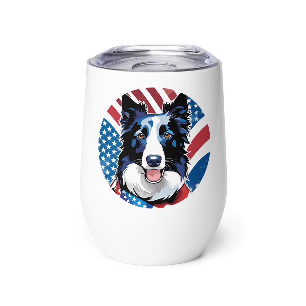PugMug Custom Border Collie Wine Tumbler