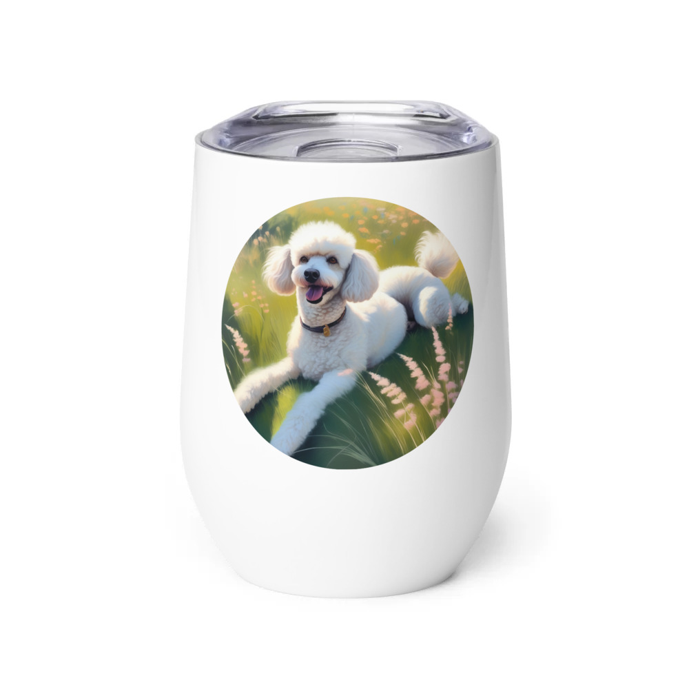 PugMug Custom White Poodle Wine Tumbler