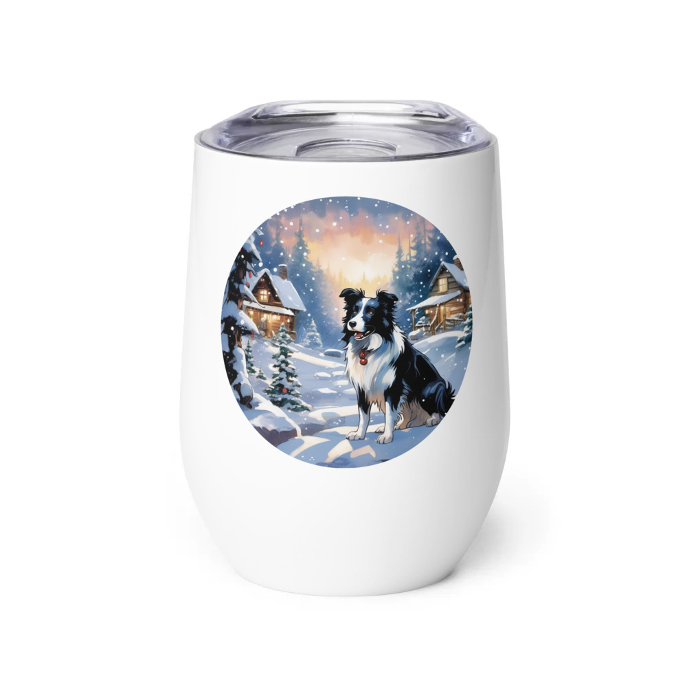 PugMug Custom Border Collie Wine Tumbler