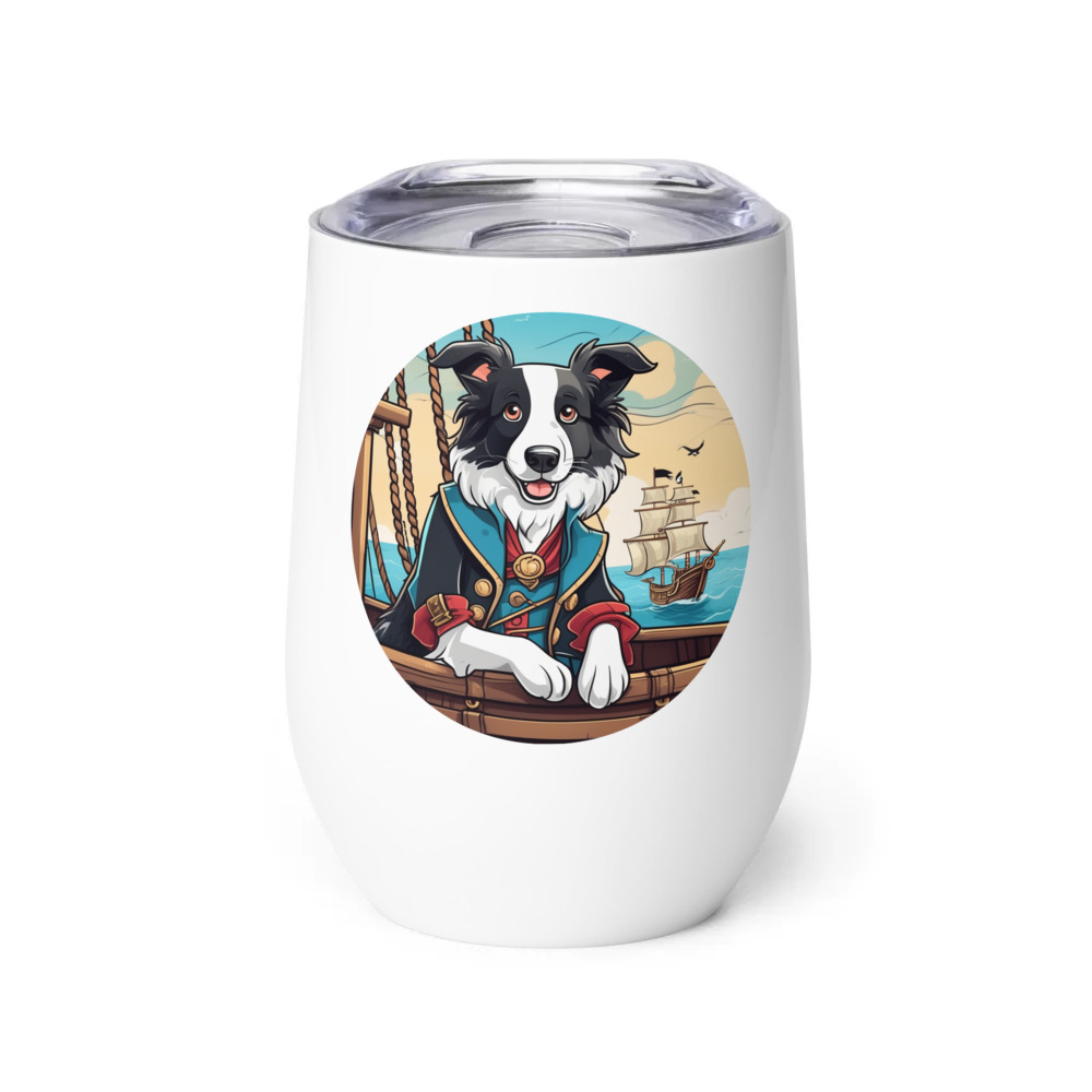 PugMug Custom Border Collie Wine Tumbler