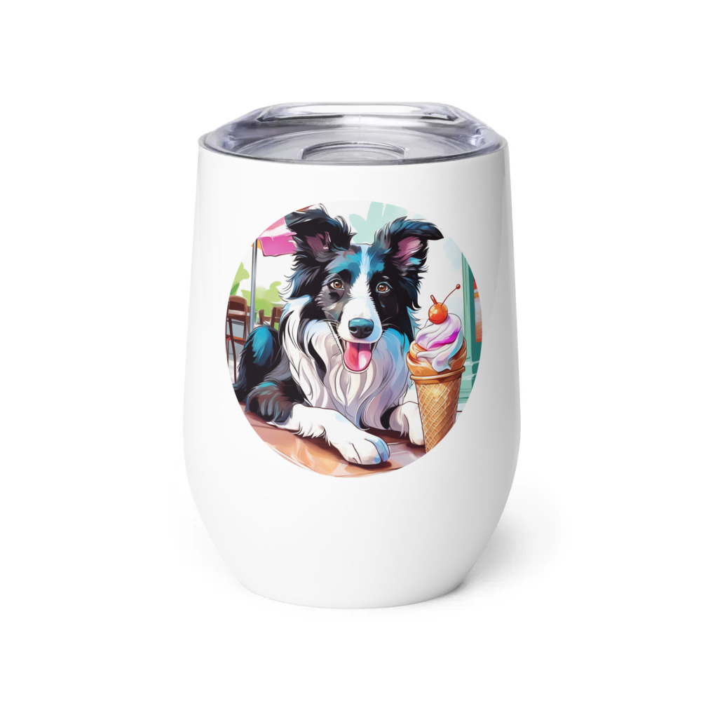 PugMug Custom Border Collie Wine Tumbler