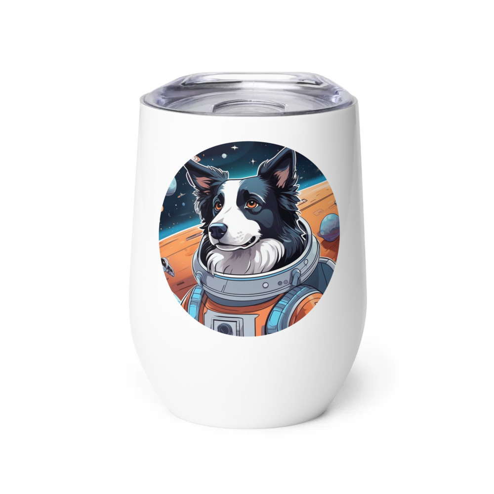 PugMug Custom Border Collie Wine Tumbler