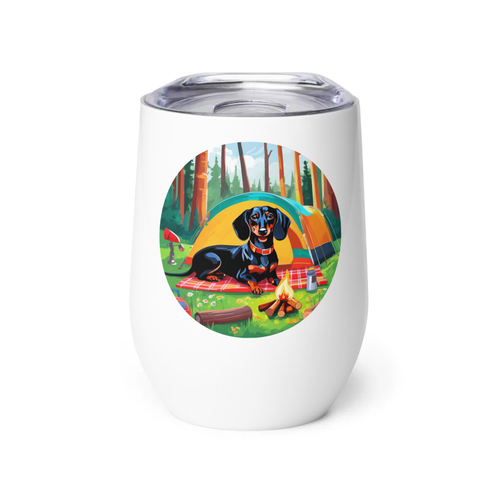 PugMug Custom Black Dachshund Wine Tumbler