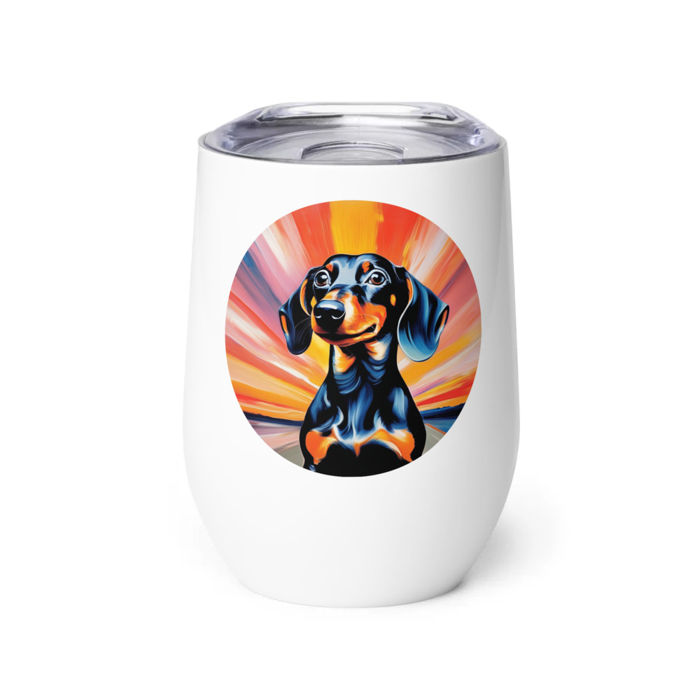 PugMug Custom Black Dachshund Wine Tumbler