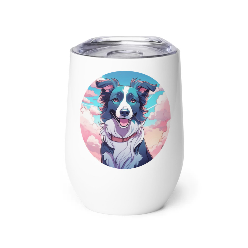 PugMug Custom Border Collie Wine Tumbler