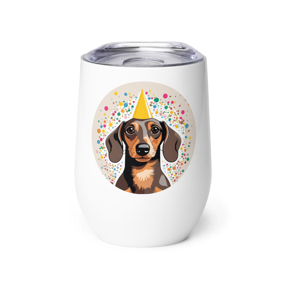 PugMug Custom Tan Dachshund Wine Tumbler