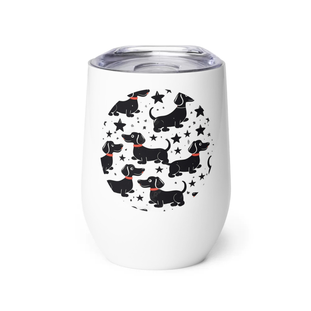 PugMug Custom Black Dachshund Wine Tumbler