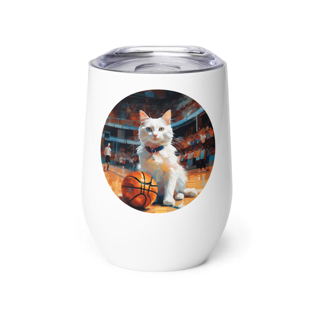PugMug Custom White Companion Cat Wine Tumbler