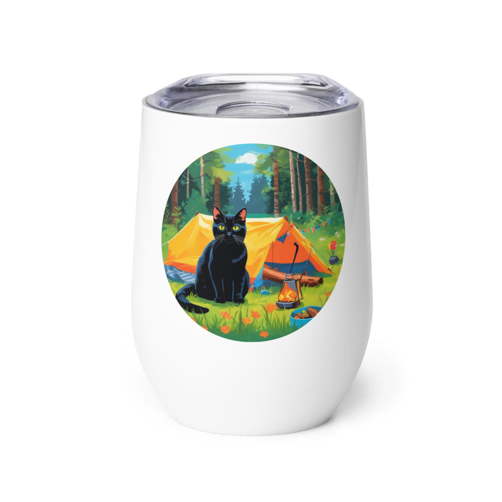 PugMug Custom Black American Shorthair Cat Wine Tumbler