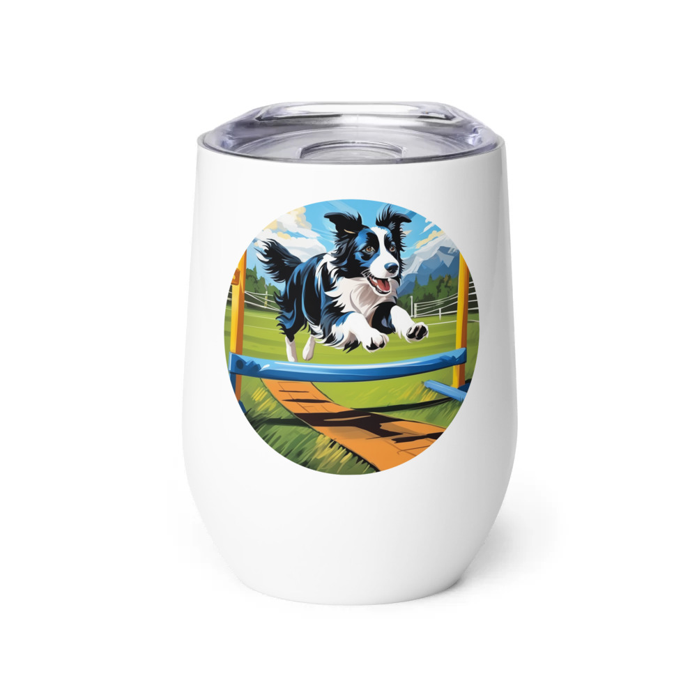 PugMug Custom Border Collie Wine Tumbler