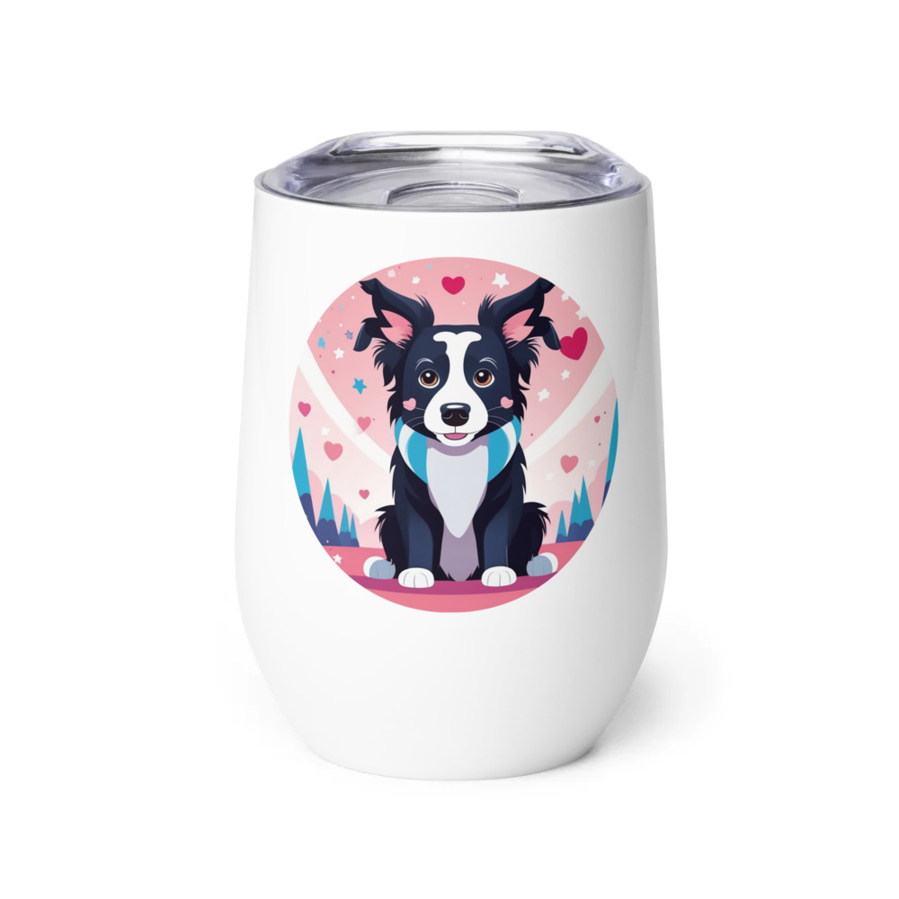 PugMug Custom Border Collie Wine Tumbler