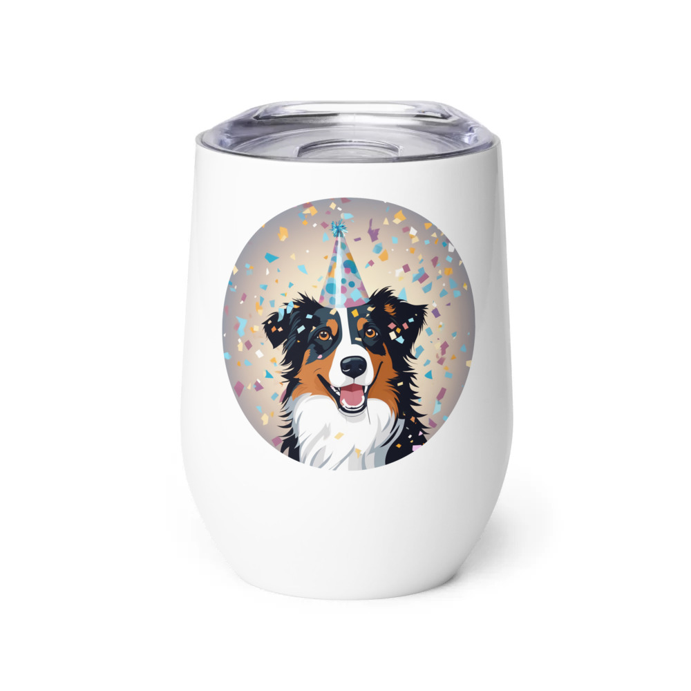 PugMug Custom Australian Shepherd Dog Wine Tumbler