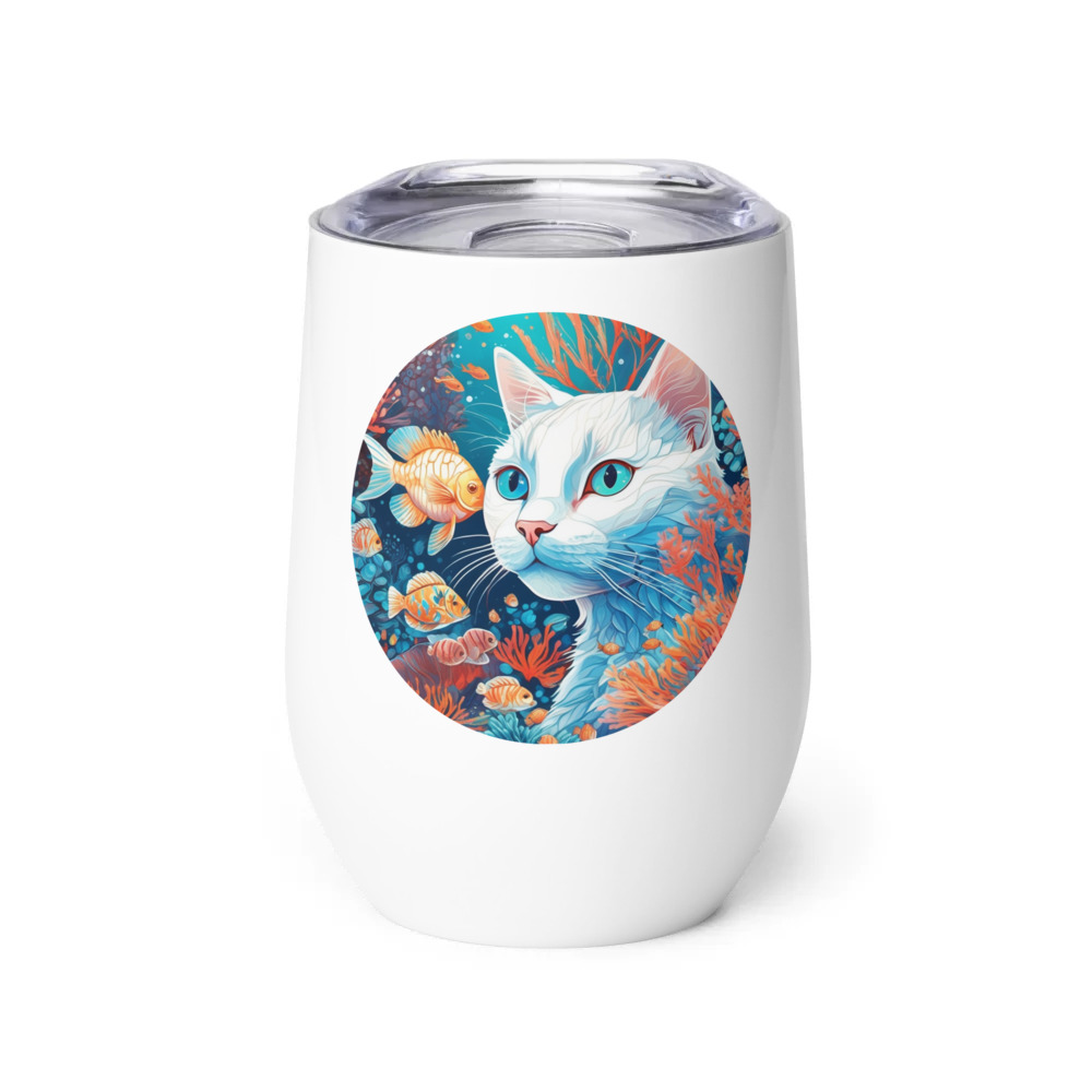 PugMug Custom White Companion Cat Wine Tumbler
