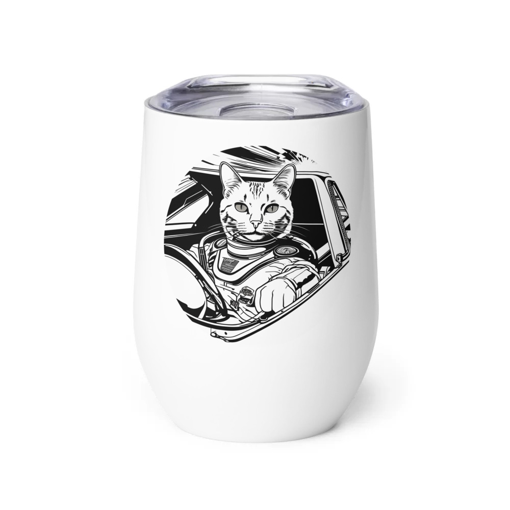PugMug Custom White Companion Cat Wine Tumbler