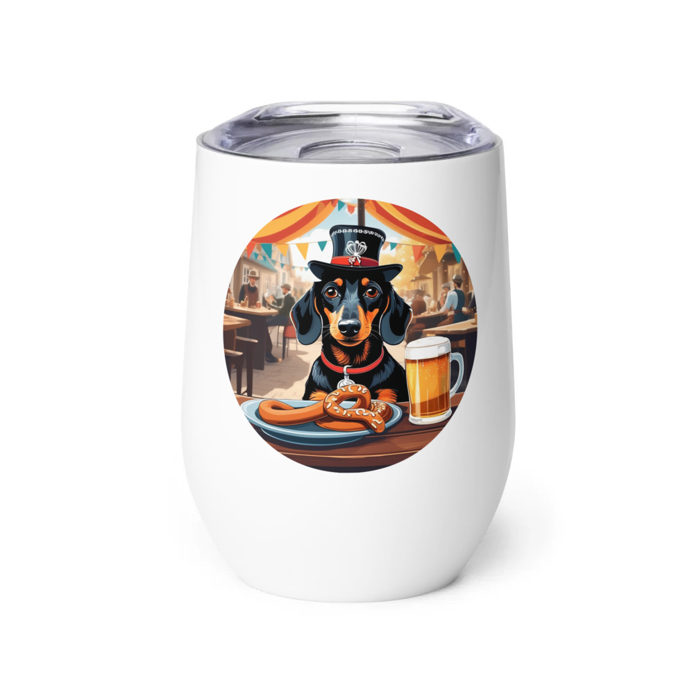 PugMug Custom Black Dachshund Wine Tumbler