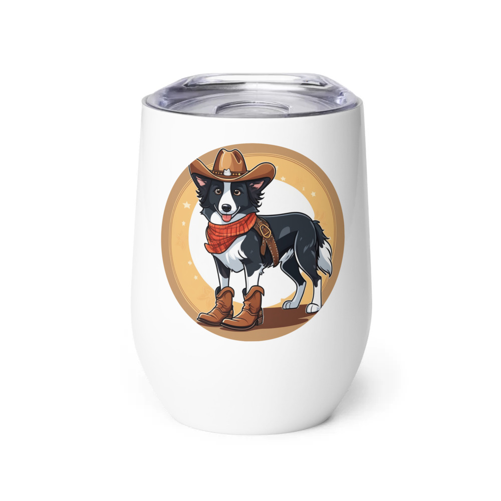 PugMug Custom Border Collie Wine Tumbler